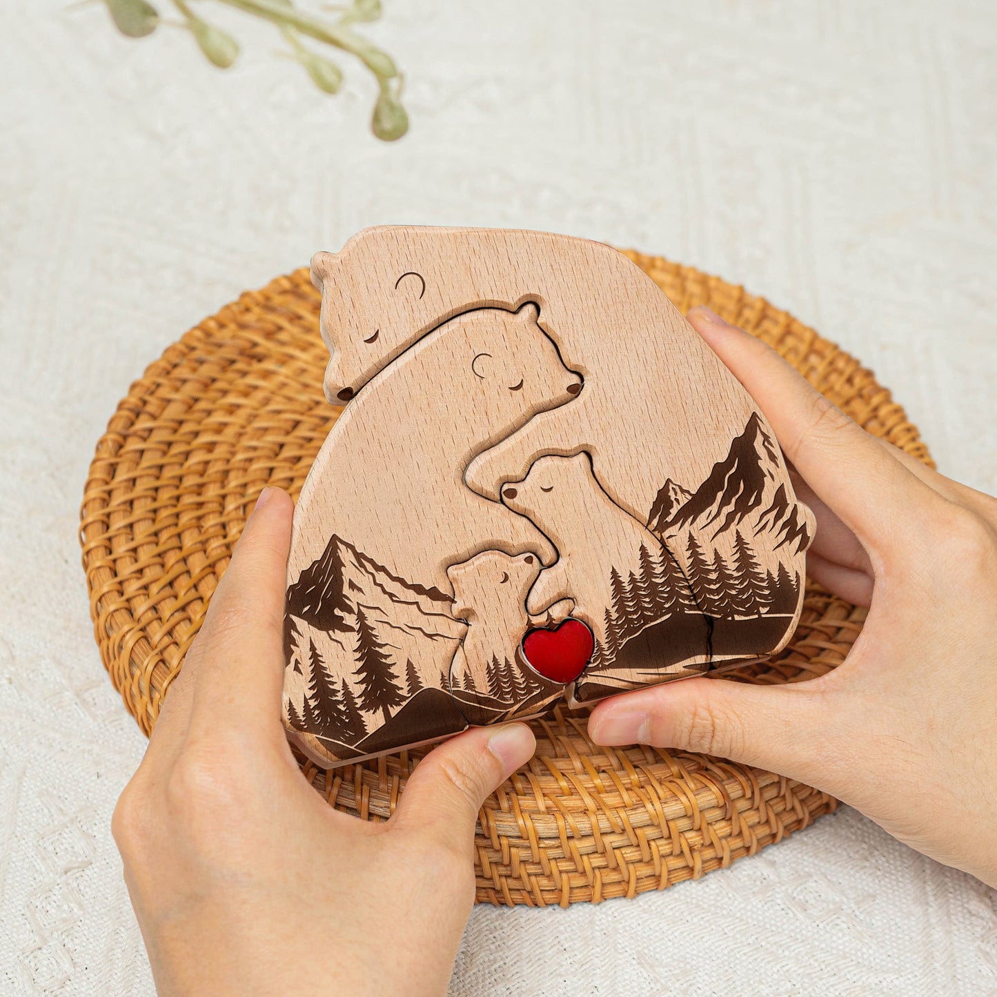 Wooden Bear Family Puzzle Mountain Version
