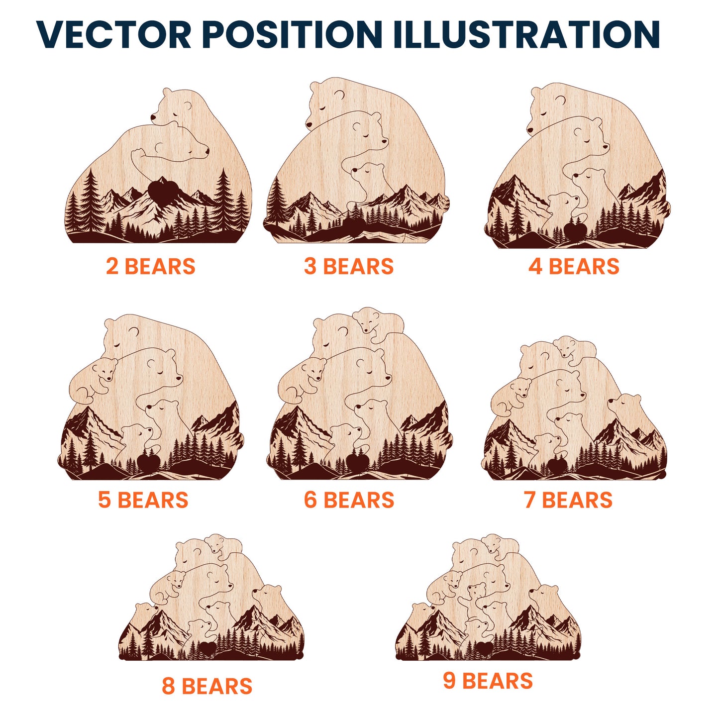 Wooden Bear Family Puzzle Mountain Version