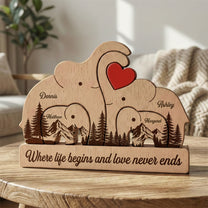 Wooden Elephant Family Puzzle Father's Day Gift For Dad, Husband - Personalized Puzzle