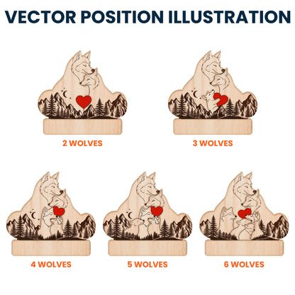 Wooden Wolf Family With Names - Personalized Wooden Wolf Family Puzzle