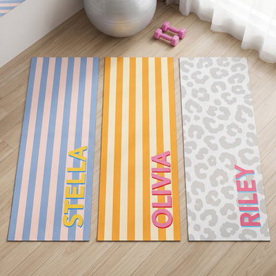 Word Shadow With Stripe Pattern Self Gift - Personalized Yoga Mat