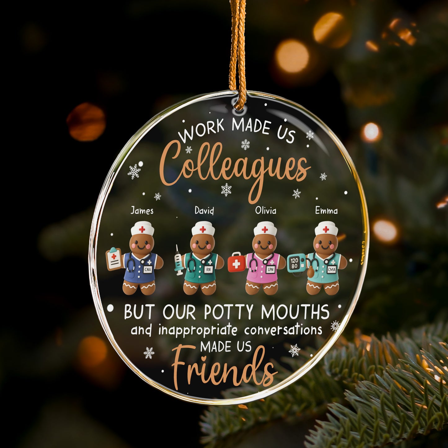 Work Made Us Colleagues - Nurse Gingerbread Crew - Personalized Acrylic Ornament
