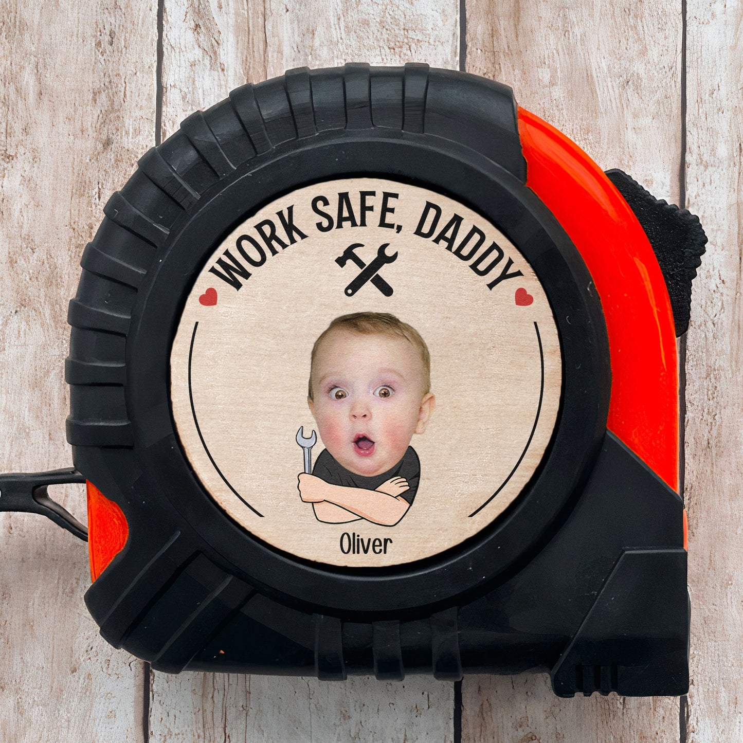 Work Safe, Daddy - Personalized Photo Tape Measure