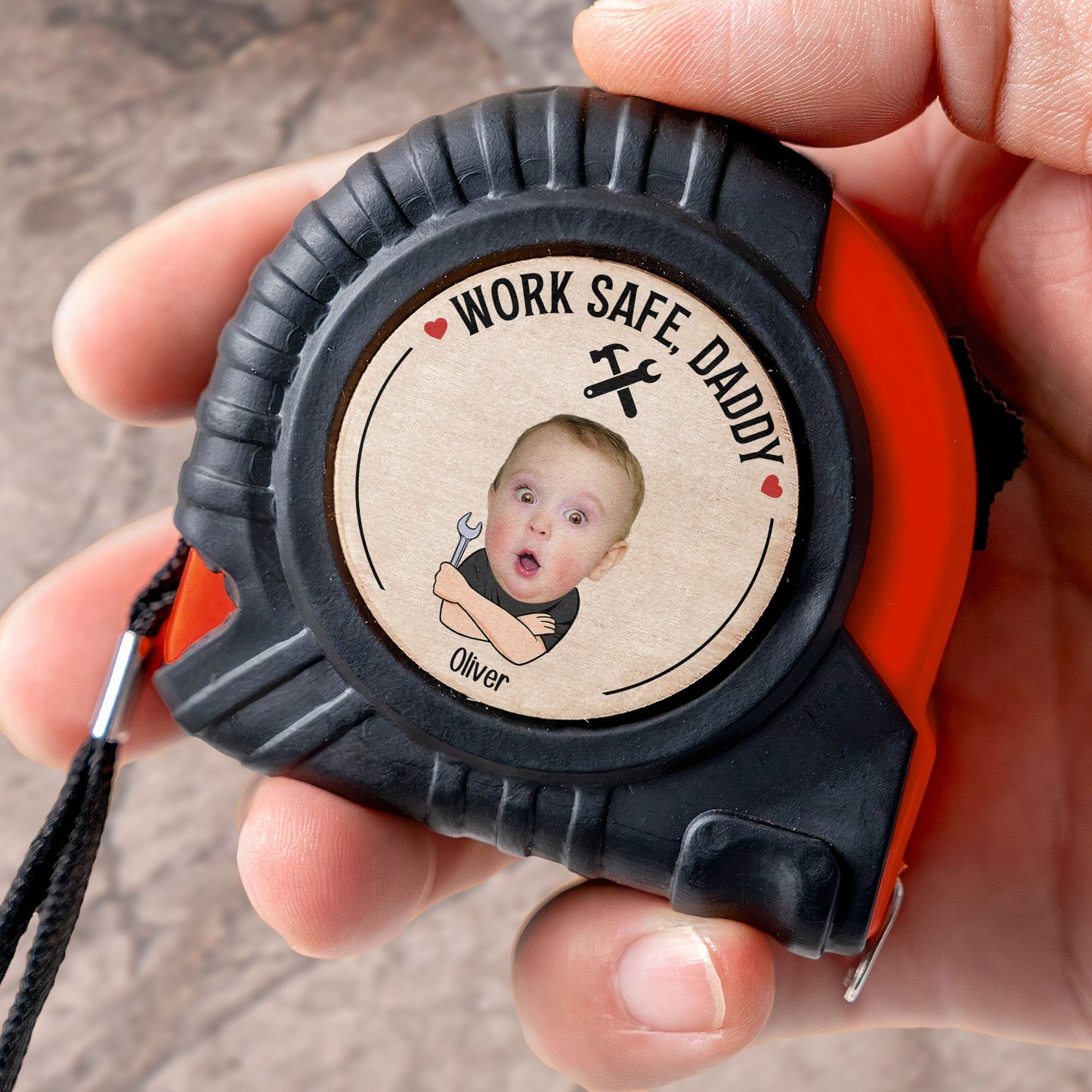 Work Safe, Daddy - Personalized Photo Tape Measure