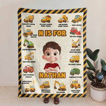 Work Vehicles Construction Kid - Personalized Blanket
