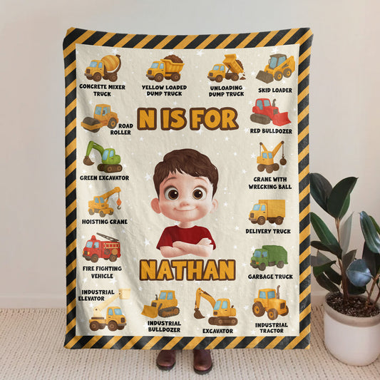Work Vehicles Construction Kid - Personalized Blanket