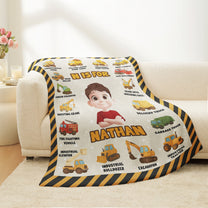 Work Vehicles Construction Kid - Personalized Blanket