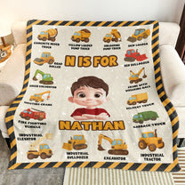 Work Vehicles Construction Kid - Personalized Blanket