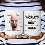 World'S Best Boss Funny Xmas Lights Custom Face - Personalized Photo Mug