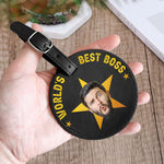 World's Best Boss - Personalized Photo Leather Golf Bag Tag