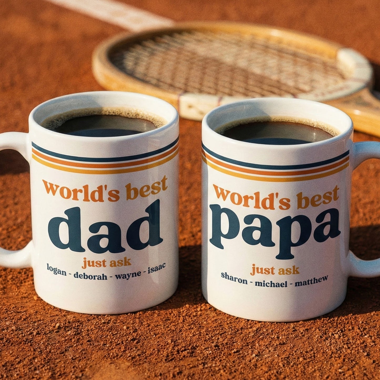 World’s Best Dad Grandpa Papa Retro 70s Father’s Day Gift With Kids’ Names - Personalized Mug