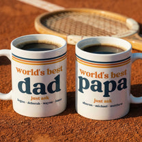 World’s Best Dad Grandpa Papa Retro 70s Father’s Day Gift With Kids’ Names - Personalized Mug