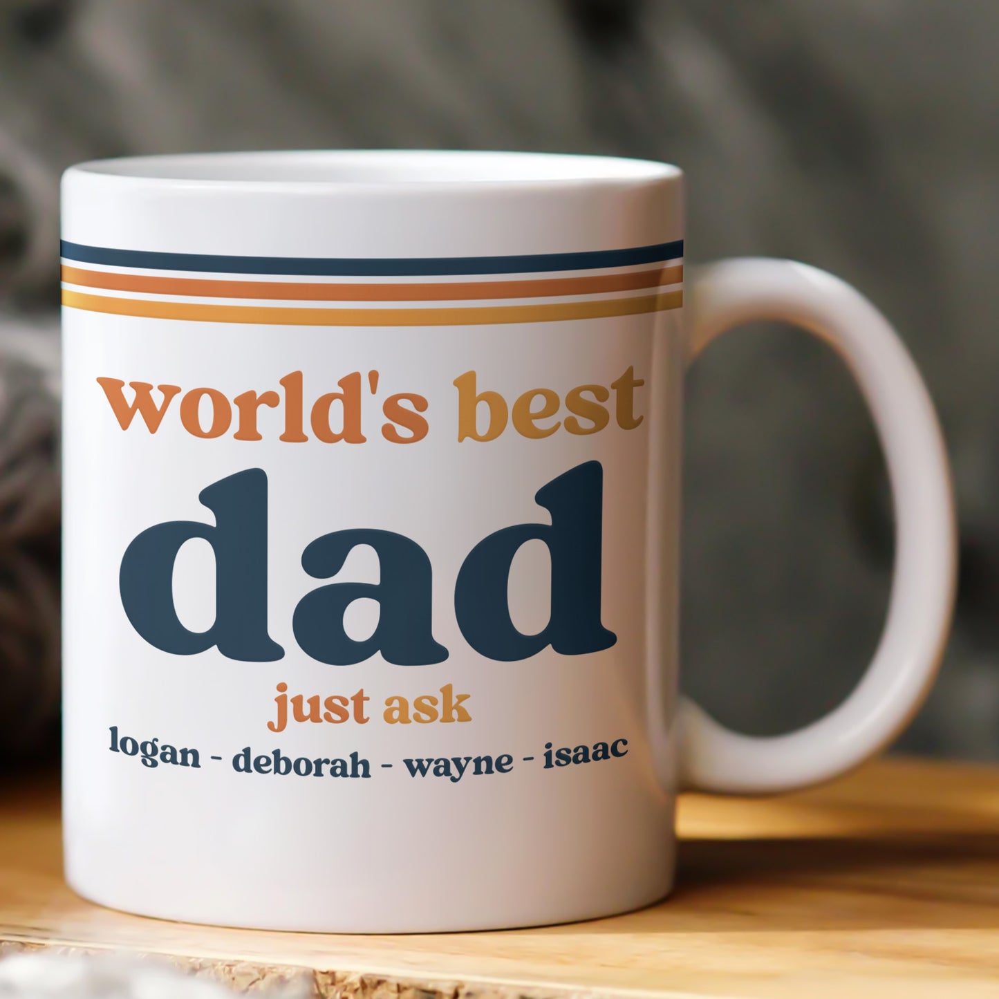 World’s Best Dad Grandpa Papa Retro 70s Father’s Day Gift With Kids’ Names - Personalized Mug