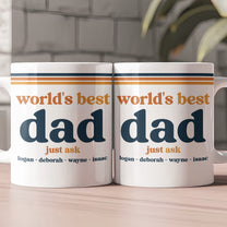 World’s Best Dad Grandpa Papa Retro 70s Father’s Day Gift With Kids’ Names - Personalized Mug