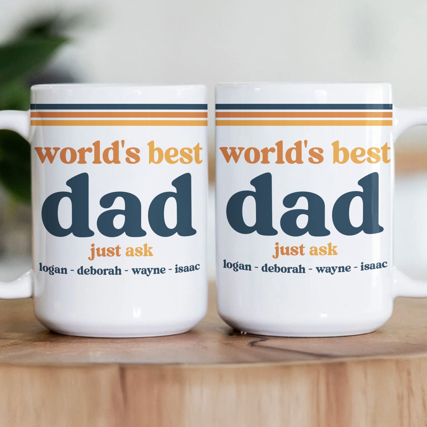World’s Best Dad Grandpa Papa Retro 70s Father’s Day Gift With Kids’ Names - Personalized Mug