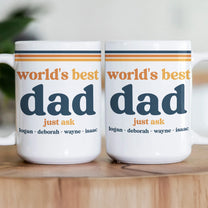 World’s Best Dad Grandpa Papa Retro 70s Father’s Day Gift With Kids’ Names - Personalized Mug