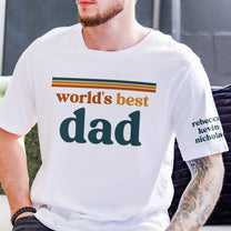 World’s Best Dad Retro 70s Vintage Father’s Day Gift With Kids’ Names - Up To 12 Names - Personalized Shirt