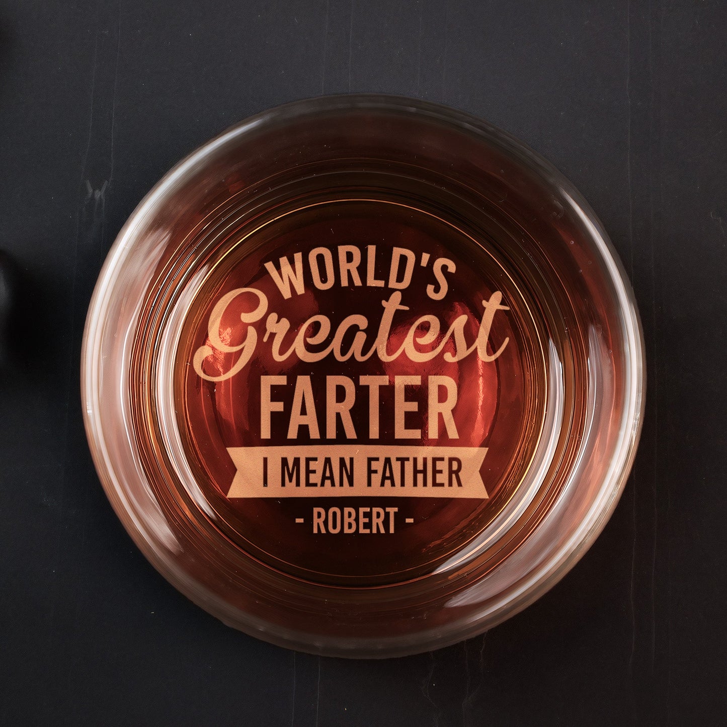 World's Best Farter I Mean Father - Personalized Engraved Whiskey Glass