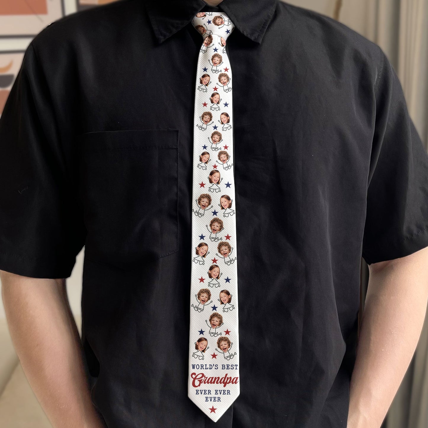 World's Best Grandpa - Custom Photo Tie