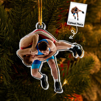 Wrestling Ornament Christmas Bauble - Personalized Acrylic Photo Ornament