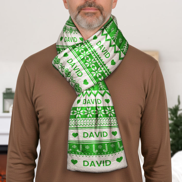 Xmas-Gift,-Custom-Name,-Fair-Isle-Knit-Pattern-Personalized-Scarf-4