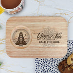 Yoga And Tea Calm The Soul - Custom Engraved Wooden Tea & Biscuit Board