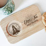 Yoga And Tea Calm The Soul - Custom Engraved Wooden Tea & Biscuit Board