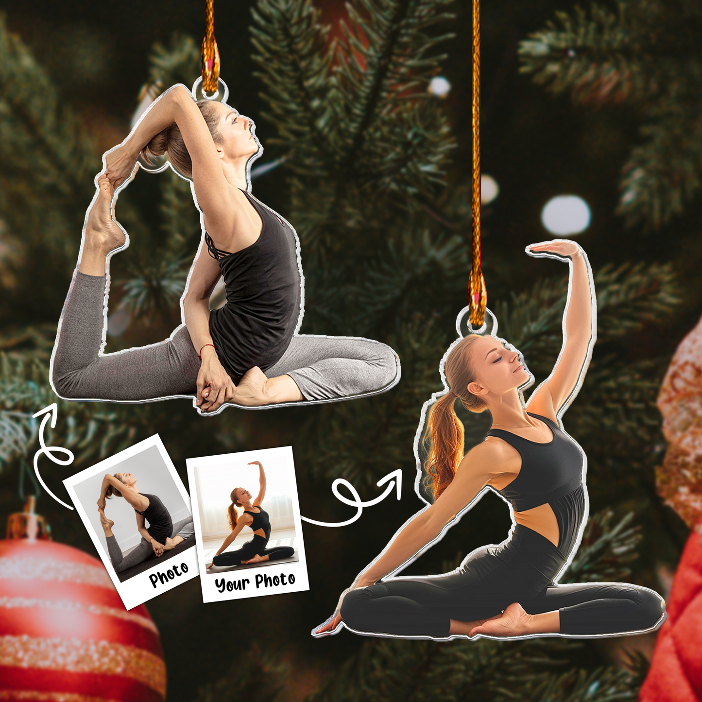 Yoga Ornament Christmas Decoration - Personalized Acrylic Photo Ornament