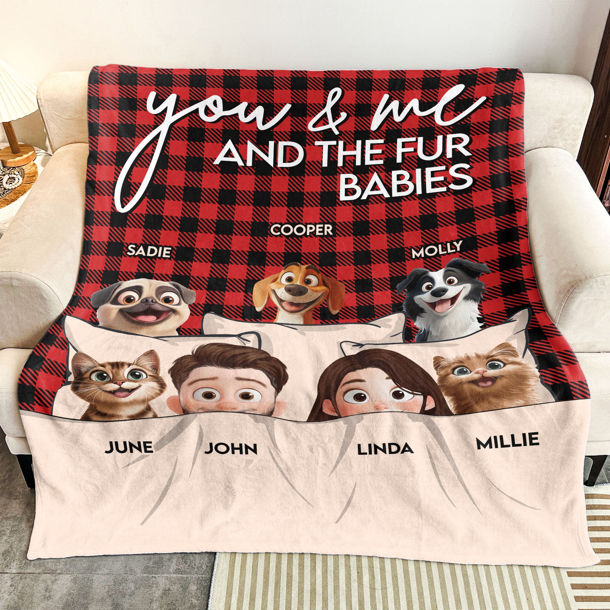 You And Me And Fur Babies - New Cartoon Pet - Personalized Blanket