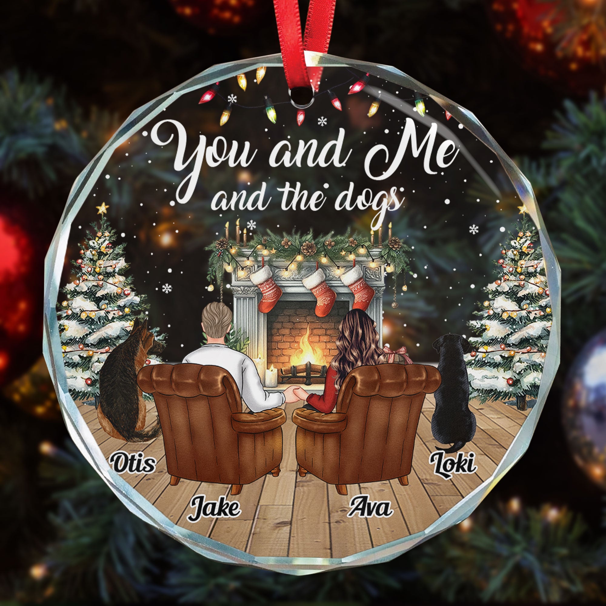 You And Me And Fur Babies - Personalized Glass Ornament