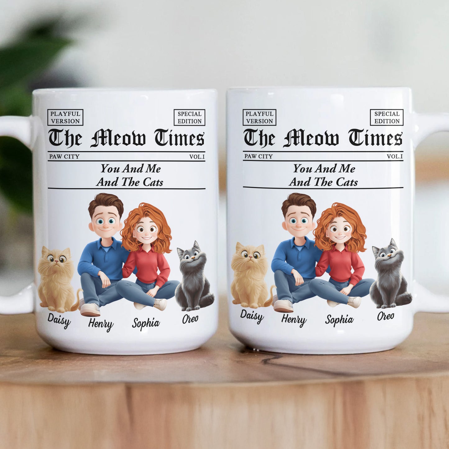 You And Me And The Dogs, Cats, Fur Babies - Newspaper Themed - Personalized Mug