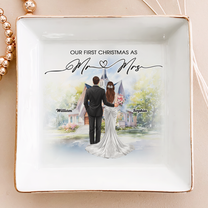 You And Me First Christmas As Mr Mrs - Personalized Jewelry Dish