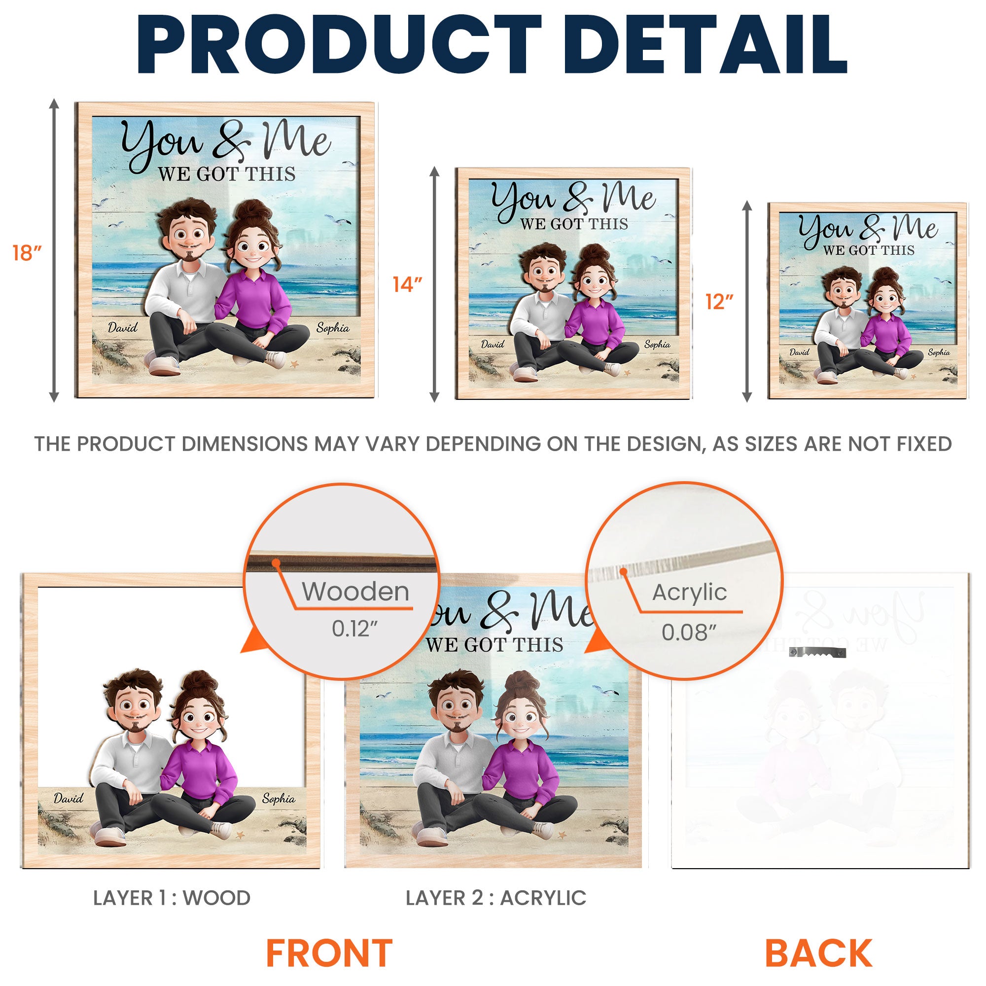 You And Me We Got This - Cartoon Couple - Personalized Wood And Acrylic Wall Art