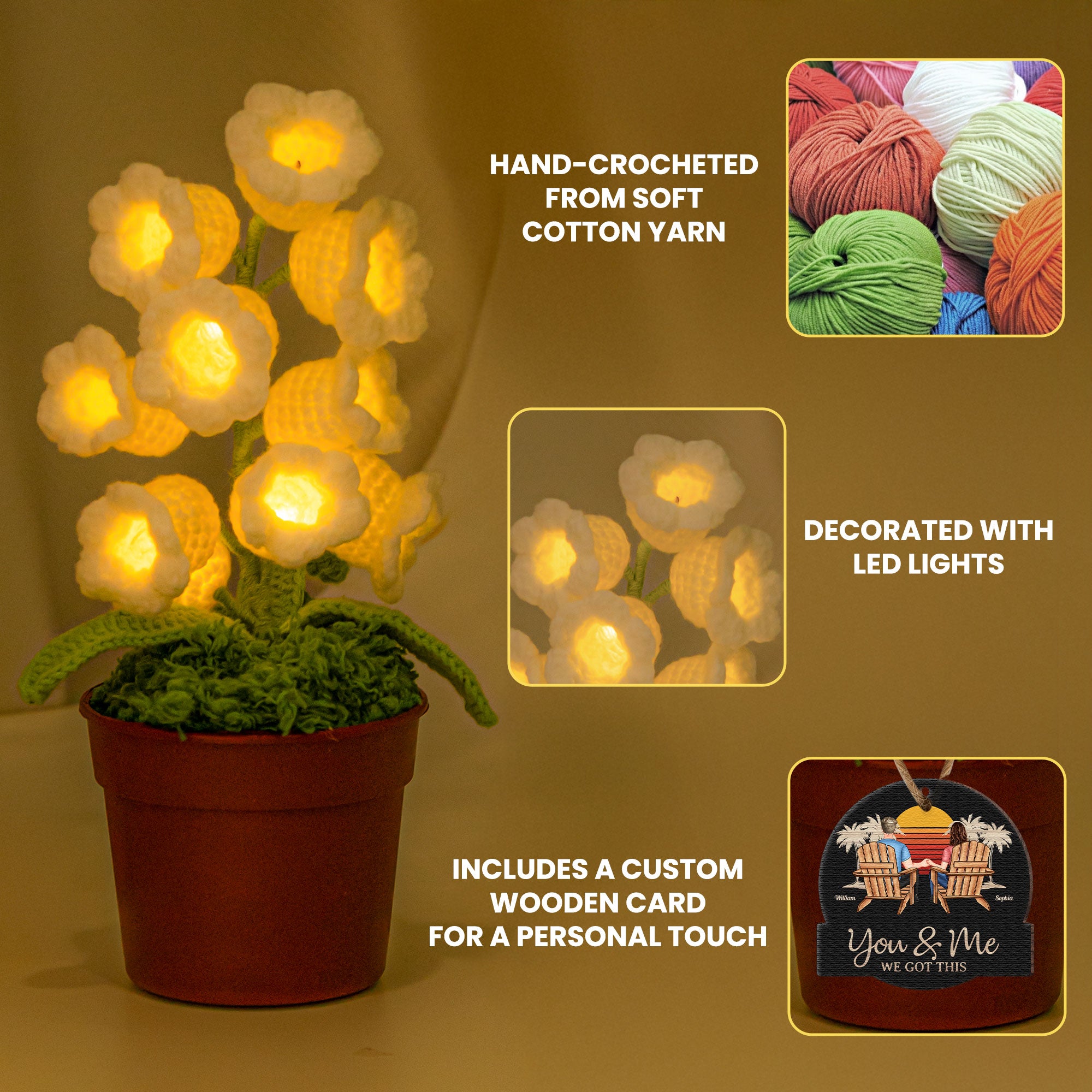 You And Me We Got This - Personalized Crochet Flower Lamp