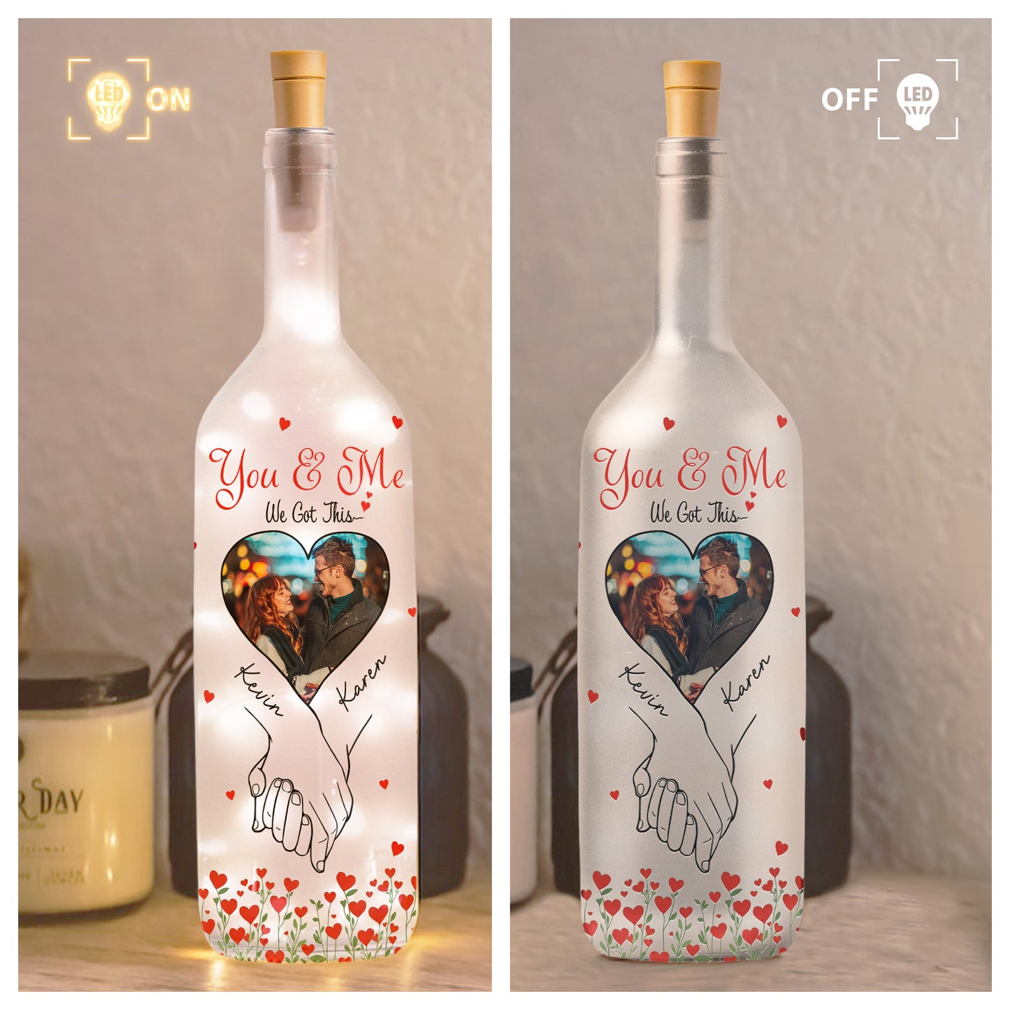 You And Me We Got This - Personalized Photo Bottle Lamp