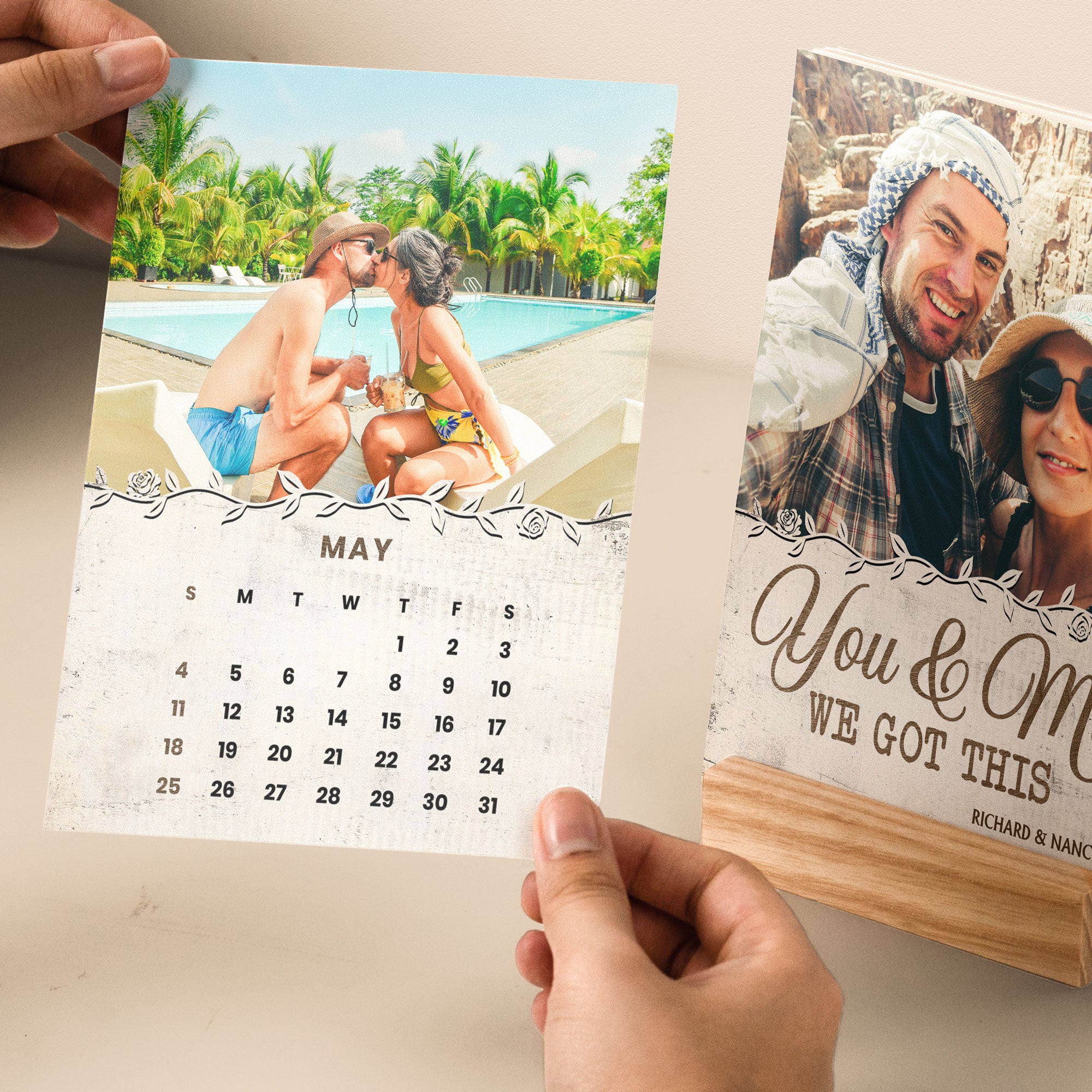 You And Me We Got This - Vintage Version - Personalized Photo Easel Calendar