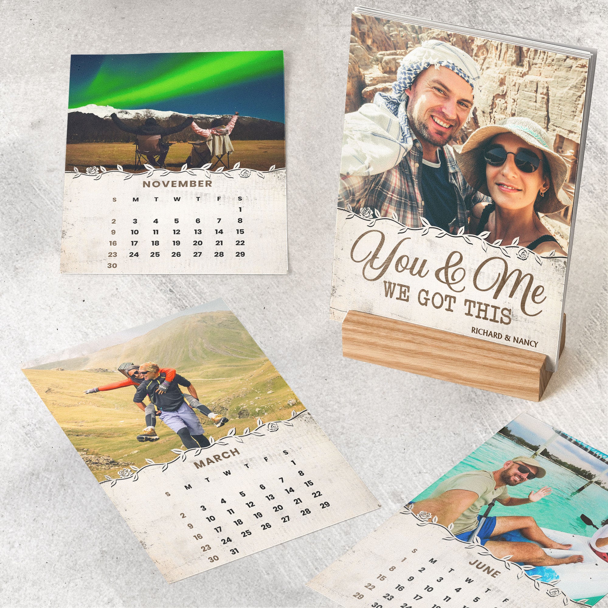 You And Me We Got This - Vintage Version - Personalized Photo Easel Calendar