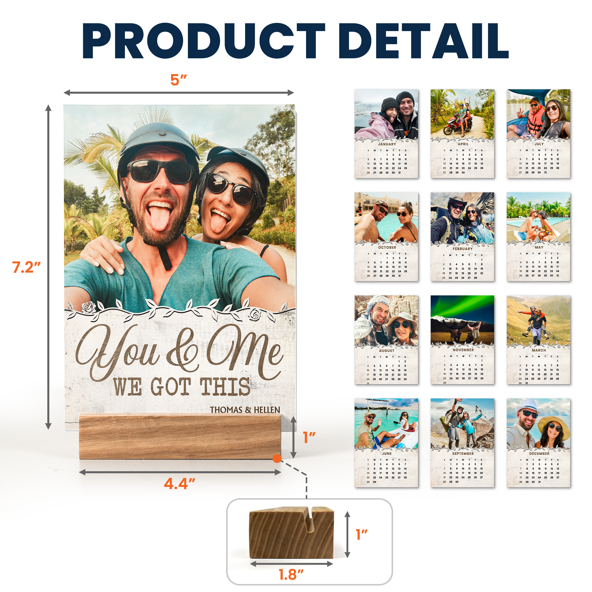 You And Me We Got This - Vintage Version - Personalized Photo Easel Calendar