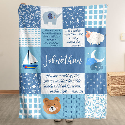 You Are A Child Of God - Baptism Gift With Name And Bible Verses - Personalized Blanket