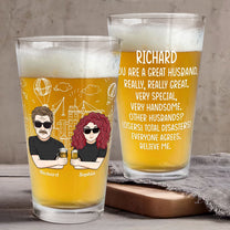 You Are A Great Husband - Personalized Beer Glass