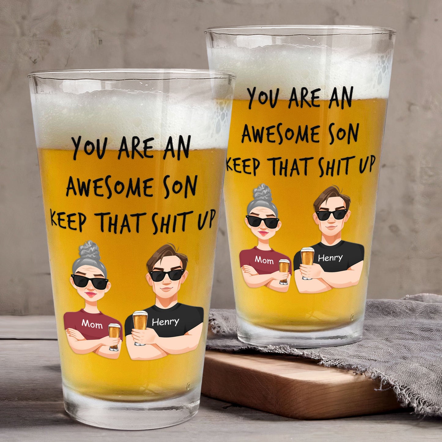 You Are An Awesome Son - Personalized Beer Glass