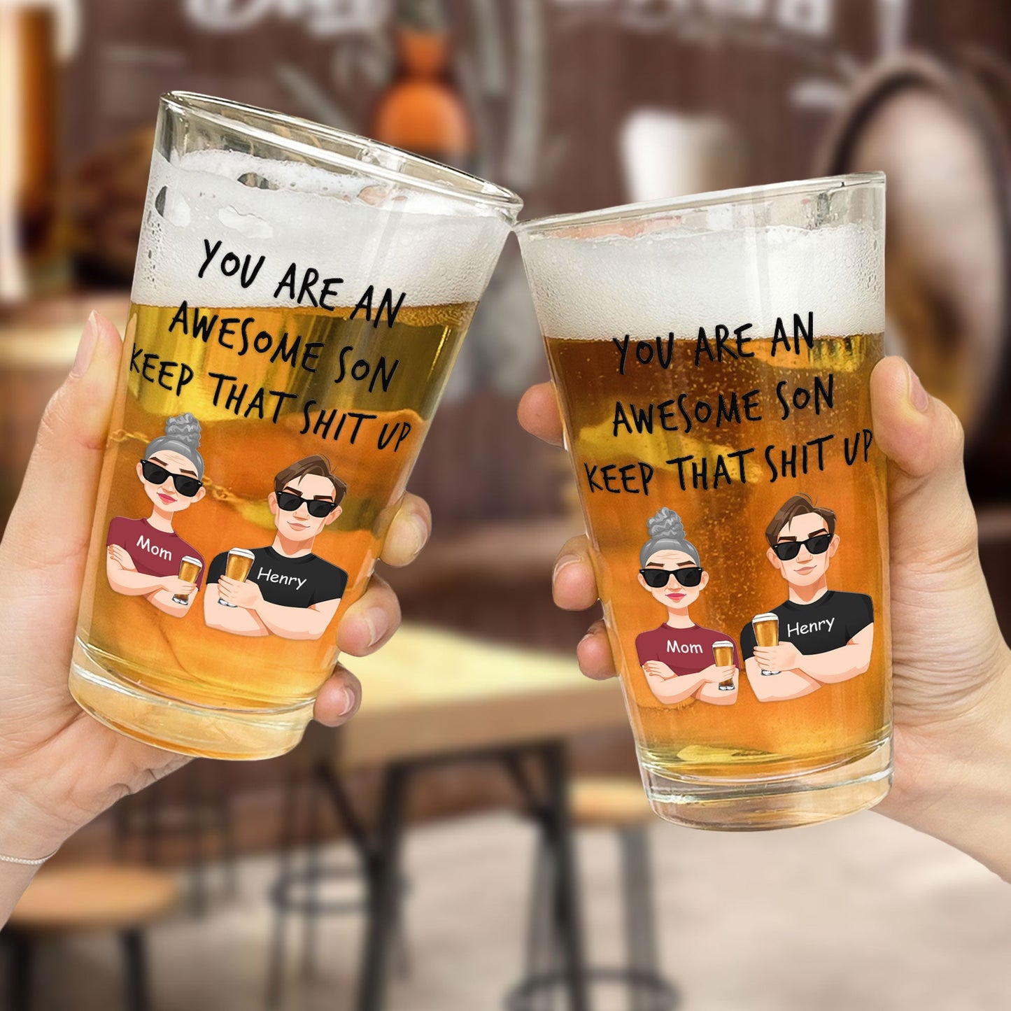 You Are An Awesome Son - Personalized Beer Glass