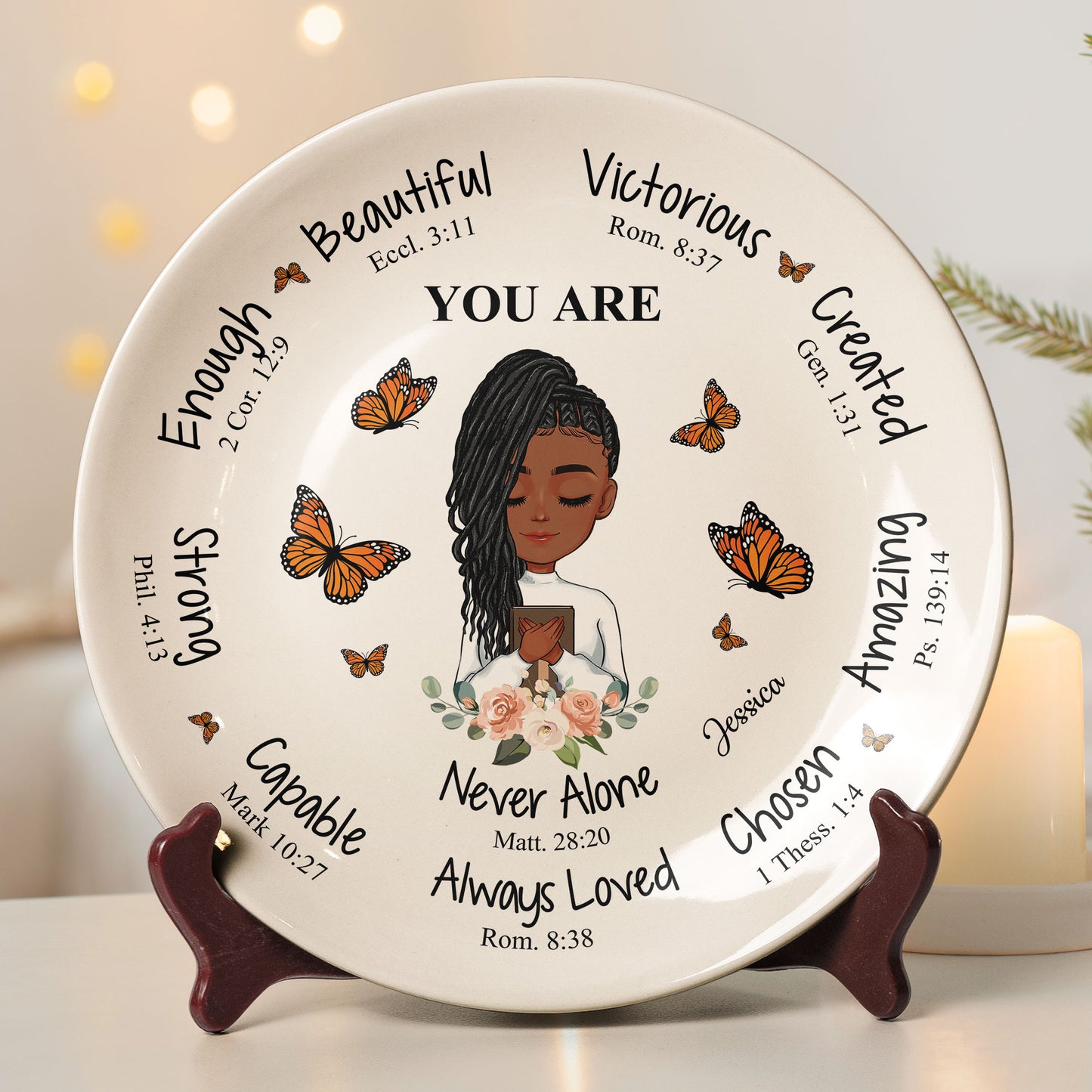 You Are Beautiful Victorious Affirmation Gift - Personalized Ceramic Plate