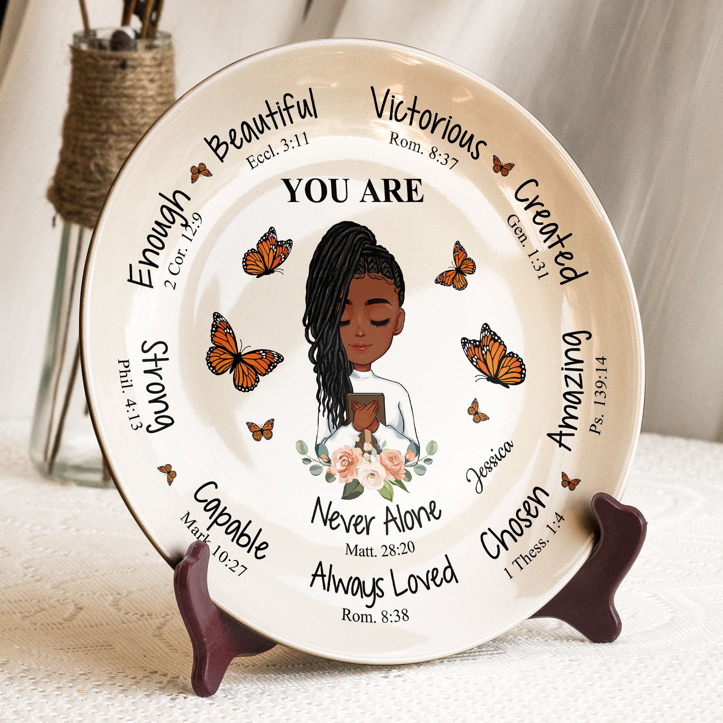 You Are Beautiful Victorious Affirmation Gift - Personalized Ceramic Plate