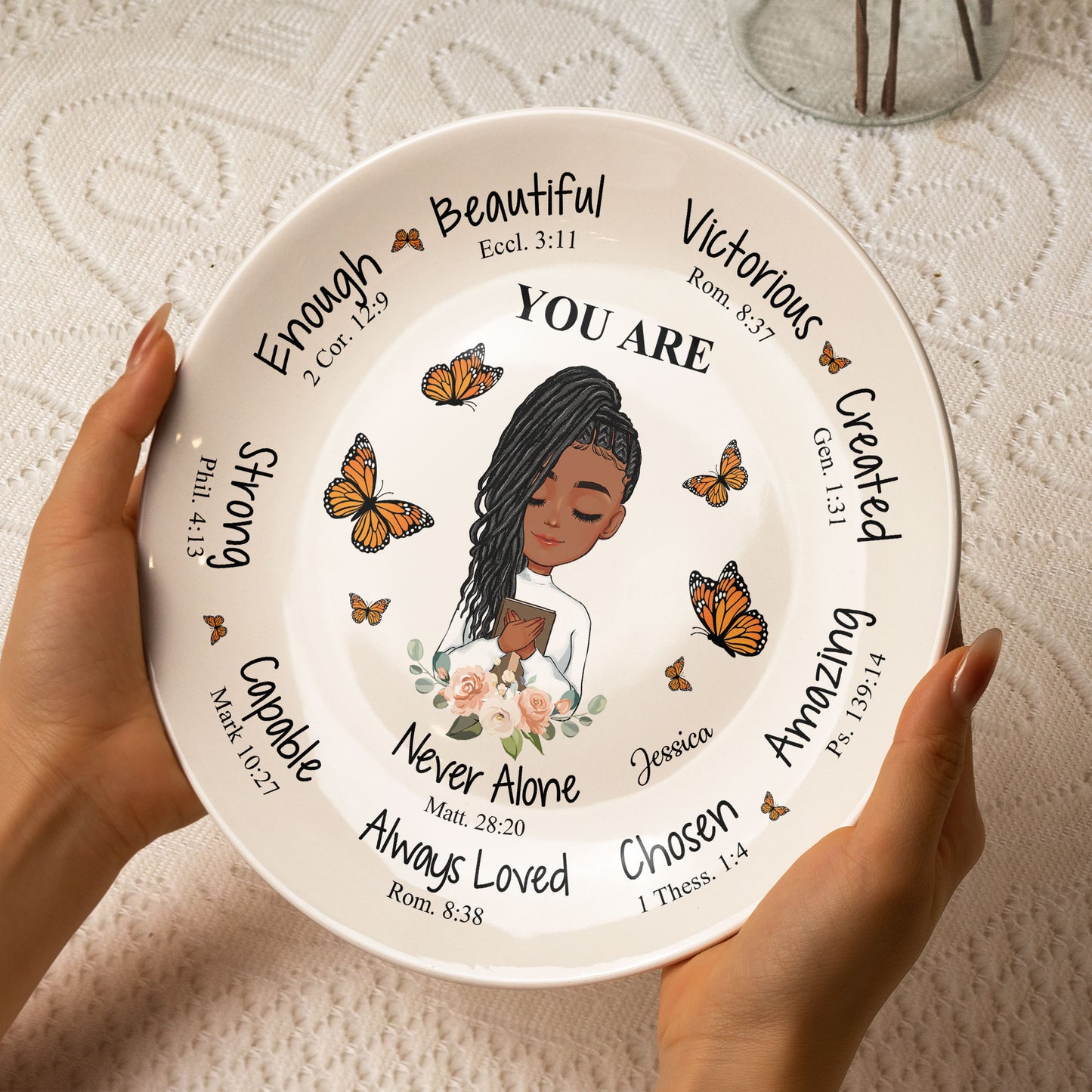 You Are Beautiful Victorious Affirmation Gift - Personalized Ceramic Plate