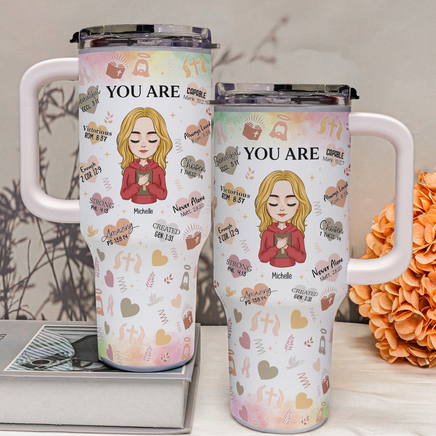 You Are Bible Verse Christian Gift For Women - Personalized 40oz Tumbler With Straw