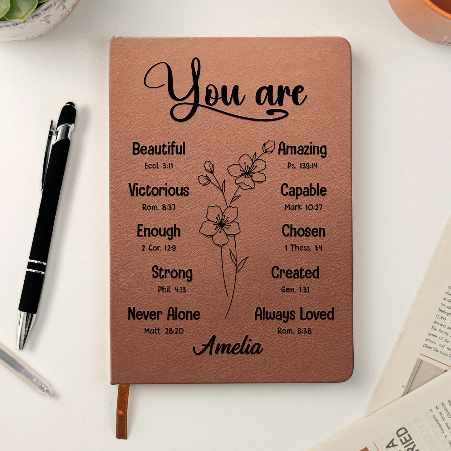 You Are Bible Verse Christian Gift For Women - Personalized Leather Journal