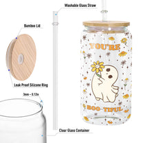 You Are Boo-Tiful Halloween Boo With Daisy Flower - Personalized Clear Glass Cup