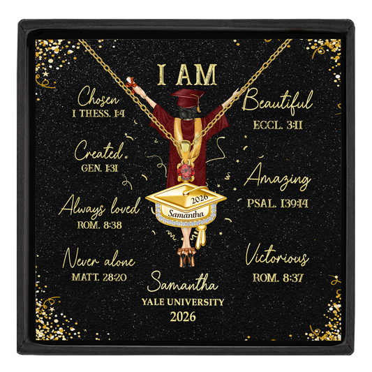 You Are Chosen Bible - Personalized Graduation Cap Pendant Necklace With Birthstone