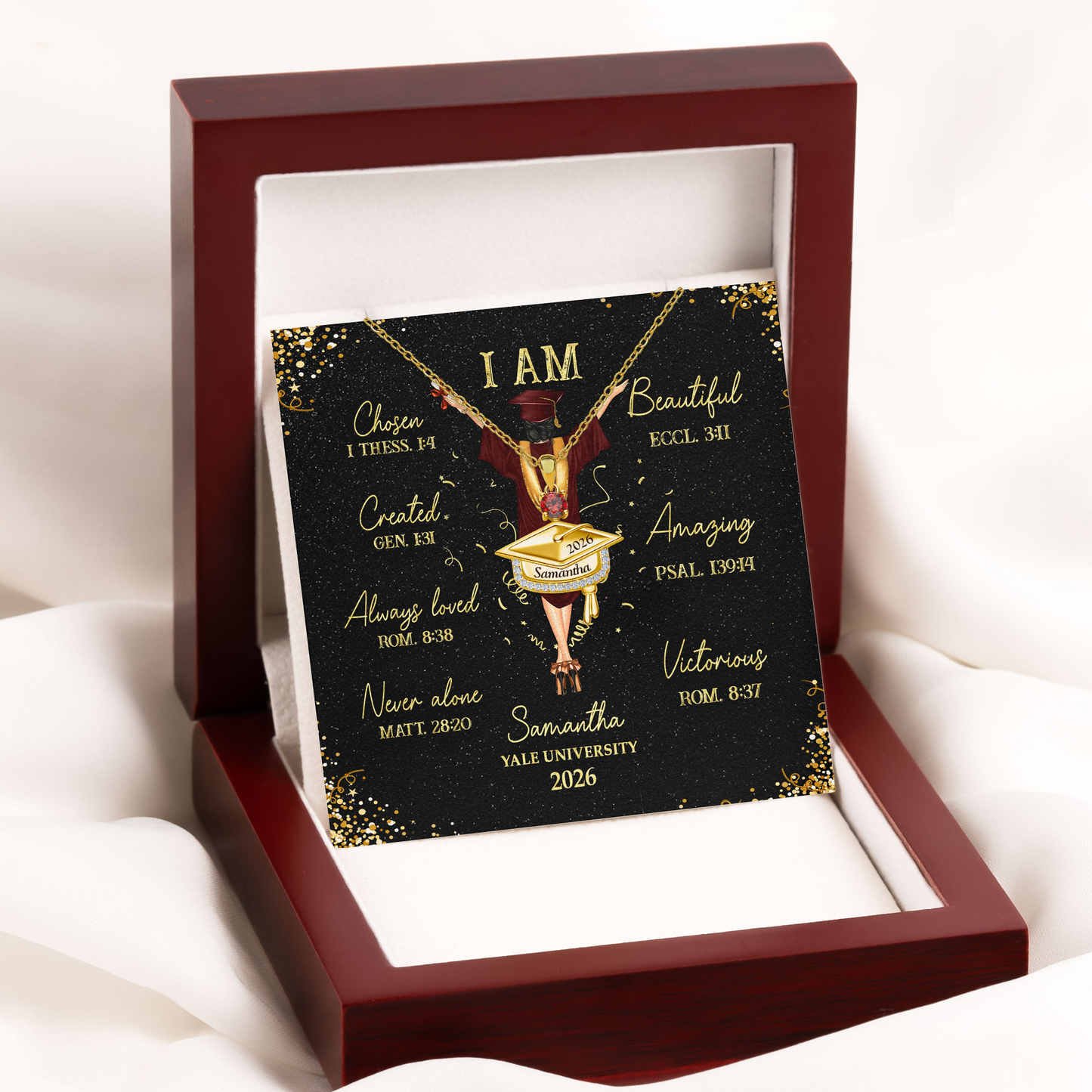 You Are Chosen Bible - Personalized Graduation Cap Pendant Necklace With Birthstone